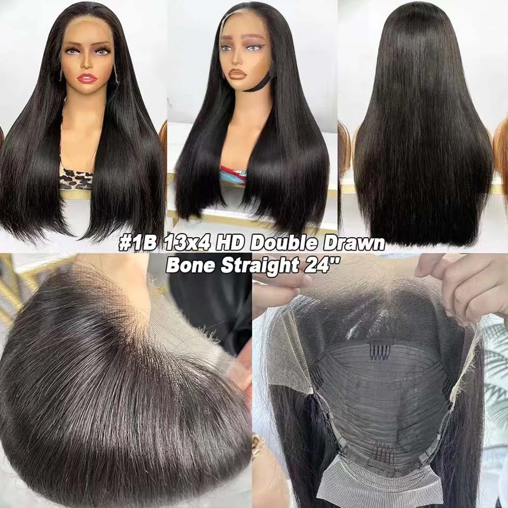 Fas Hair Raw Vietnamese Super Double Drawn Human Hair Wig Bone Straight 13x4 HD Lace Frontal Glueless Wigs 250 Density