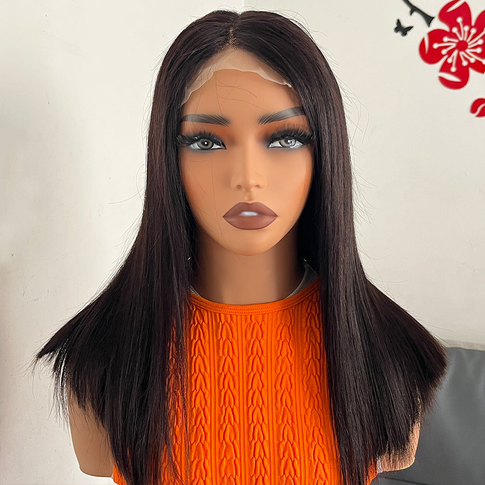 Fas Hair Bone Straight Glueless Human Hair Wig Short Transparent HD Lace Frontal Bob Wigs For Dark Skin Girls