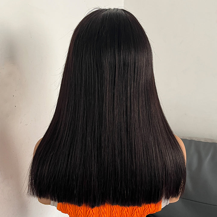 Fas Hair Bone Straight Glueless Human Hair Wig Short Transparent HD Lace Frontal Bob Wigs For Dark Skin Girls