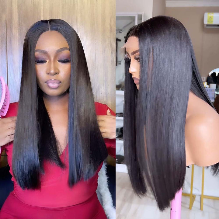 Fas Hair Vietnamese SDD Bone Straight 2x6 4x4 5x5 Closure Wig Double Drawn Raw Human Hair Glueless Wigs 220 Density