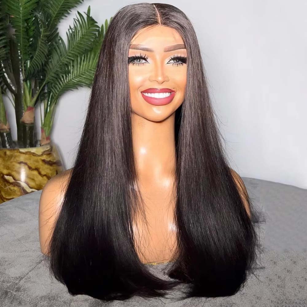 Fas Hair Vietnamese SDD Bone Straight 2x6 4x4 5x5 Closure Wig Double Drawn Raw Human Hair Glueless Wigs 220 Density