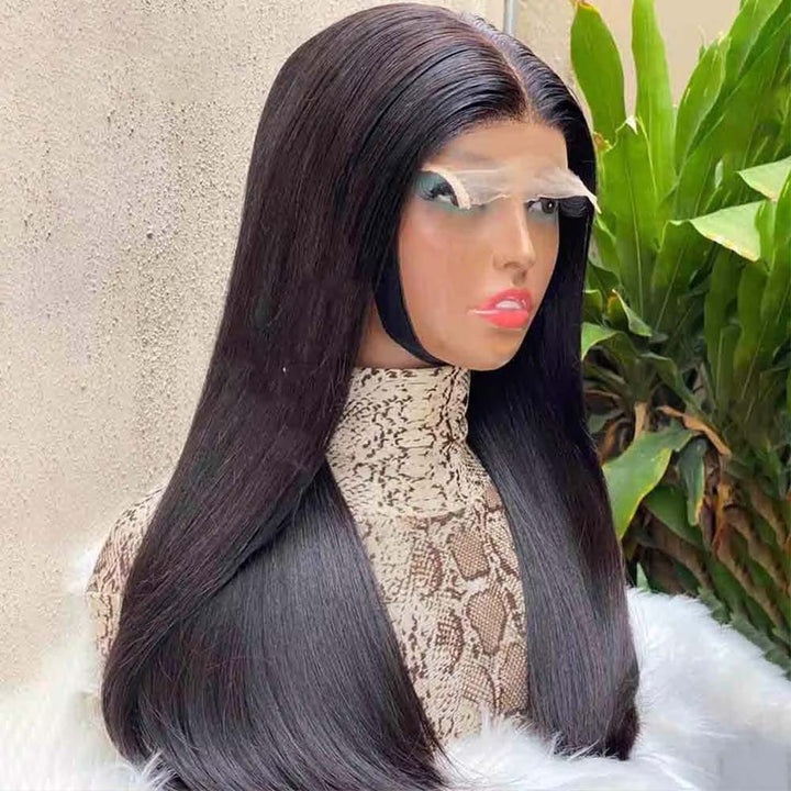 Fas Hair Vietnamese SDD Bone Straight 2x6 4x4 5x5 Closure Wig Double Drawn Raw Human Hair Glueless Wigs 220 Density