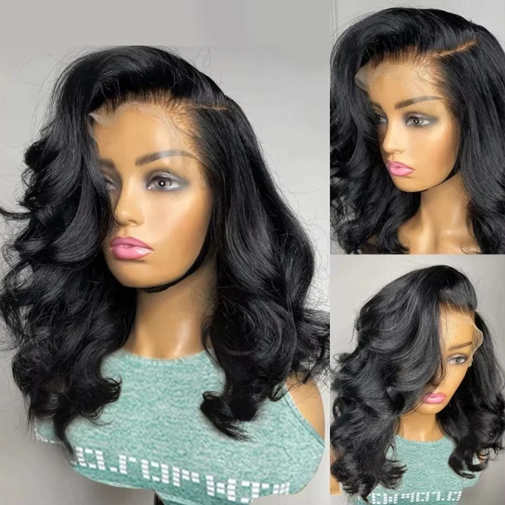 Fas Hair Body Wave Human Hair Wig Short Wavy Bob Wigs Transparent HD Lace Wigs For Dark Skin Girls