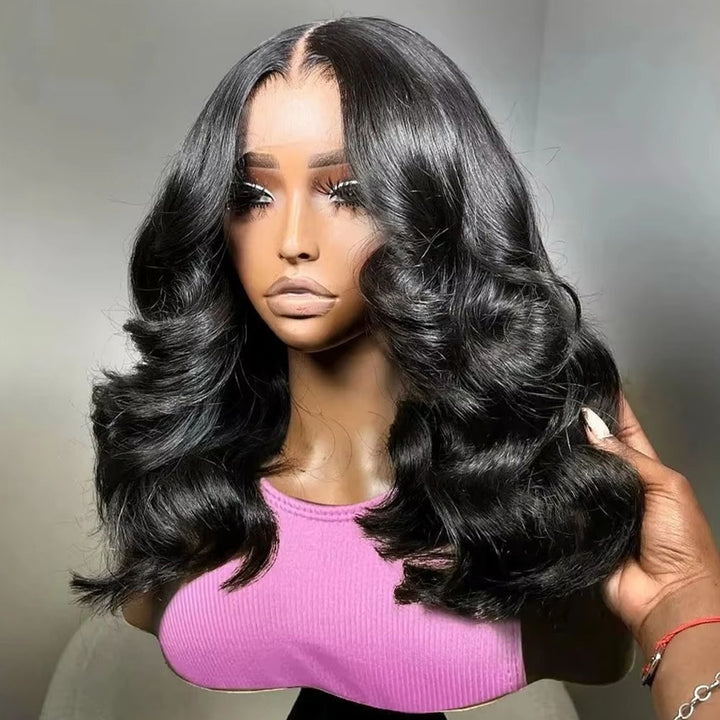 Fas Hair Body Wave Human Hair Wig Short Wavy Bob Wigs Transparent HD Lace Wigs For Dark Skin Girls