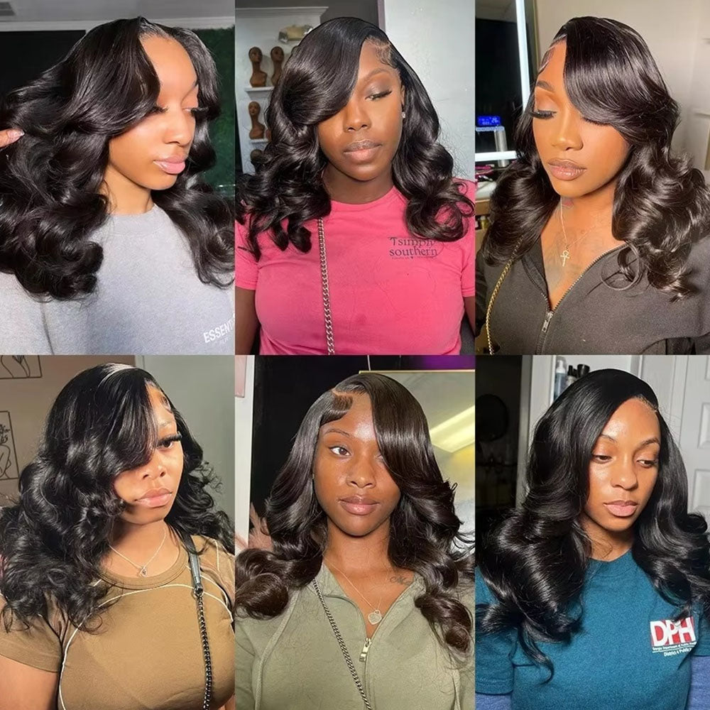 Fas Hair Body Wave Human Hair Wig Short Wavy Bob Wigs Transparent HD Lace Wigs For Dark Skin Girls
