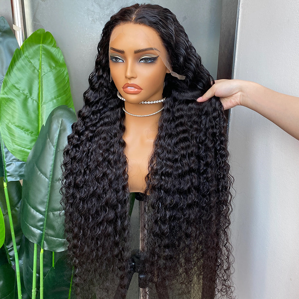 Fas Hair Deep Wave Human Hair Wig Brazilian Virgin Hair With HD Lace Front Glueless Pre Plucked Invisible Hairline For Black Women