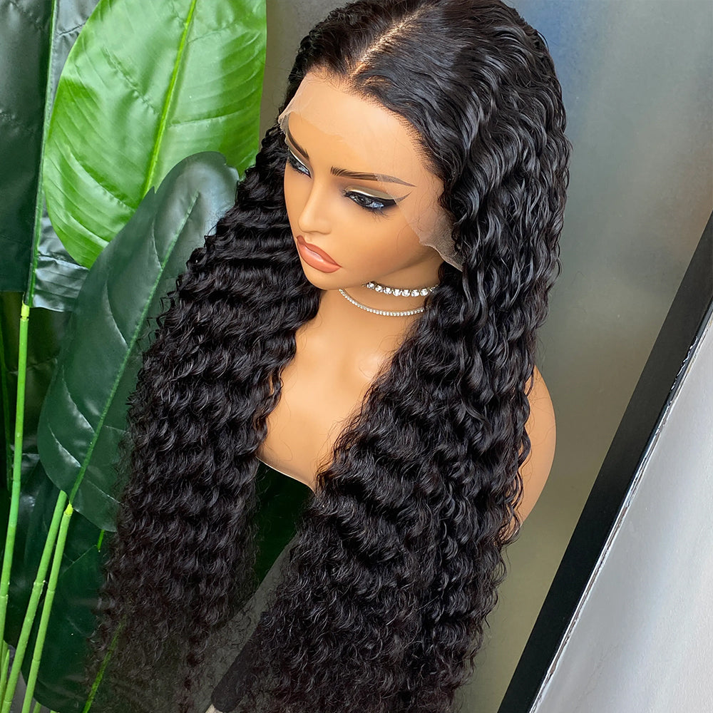Fas Hair Deep Wave Human Hair Wig Brazilian Virgin Hair With HD Lace Front Glueless Pre Plucked Invisible Hairline For Black Women