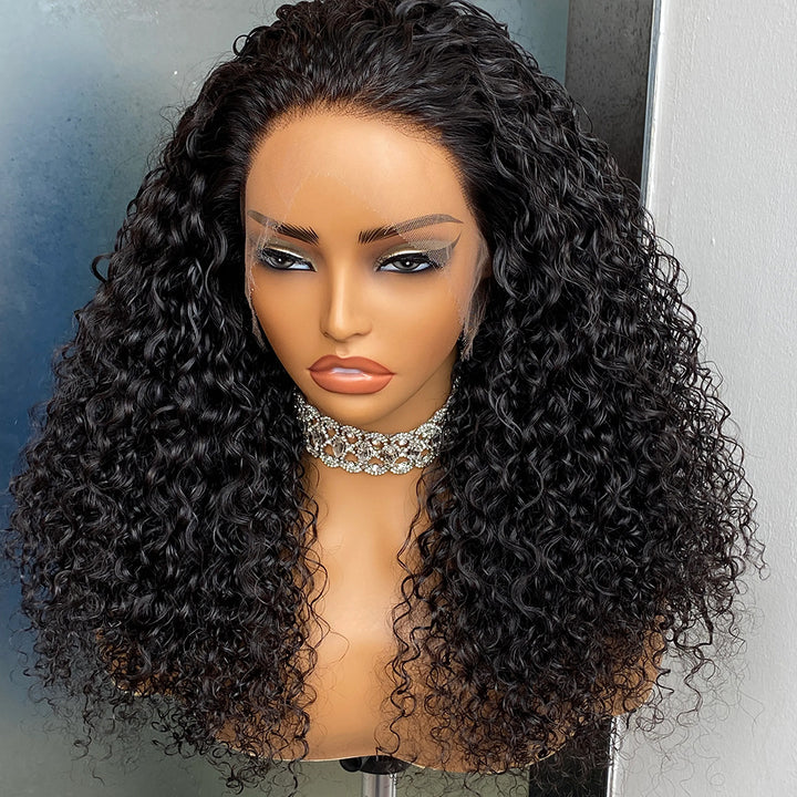 Fas Hair Jerry Curly Human Hair Lace Front Wig Brazilian Virgin Hair Glueless HD Lace Pre Plucked Invisible Hairline For Black Women