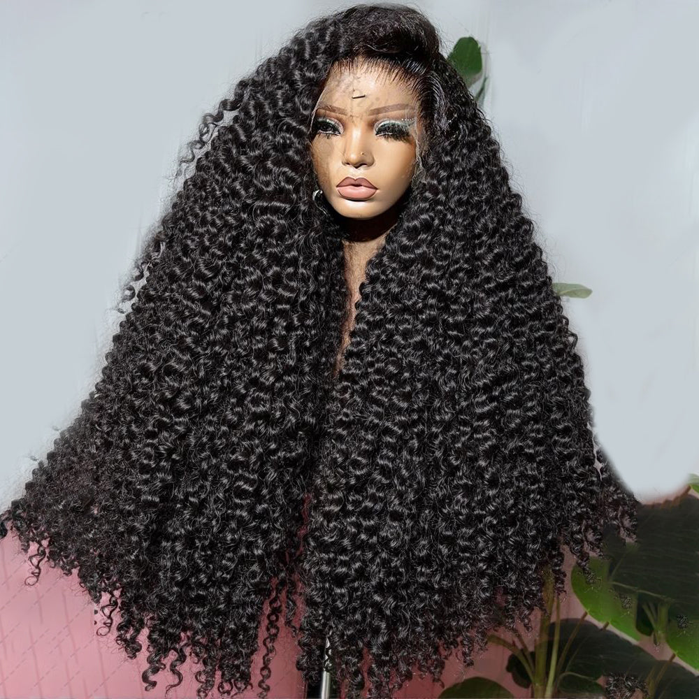 Fas Hair Voluminous Kinky Curly Human Hair Wig Brazilian Virgin Hair HD Lace Front Glueless Wig Pre Plucked Invisible Hairline For Black Women