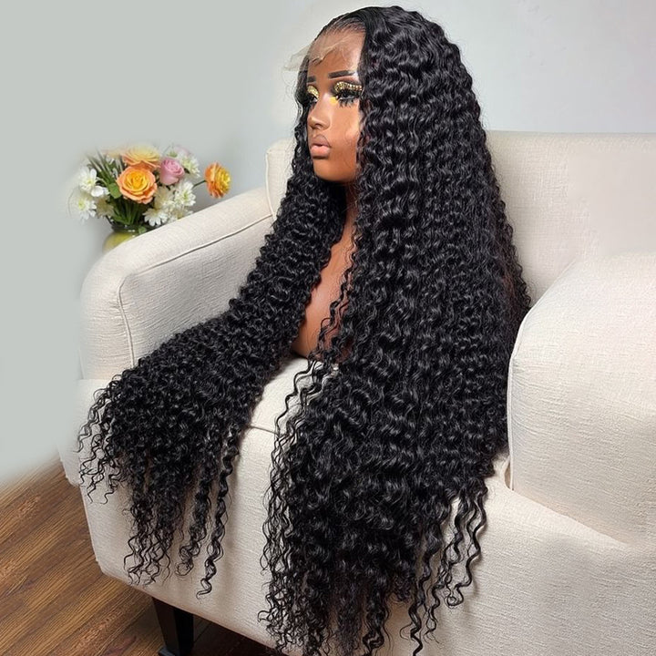 Fas Hair Voluminous Kinky Curly Human Hair Wig Brazilian Virgin Hair HD Lace Front Glueless Wig Pre Plucked Invisible Hairline For Black Women