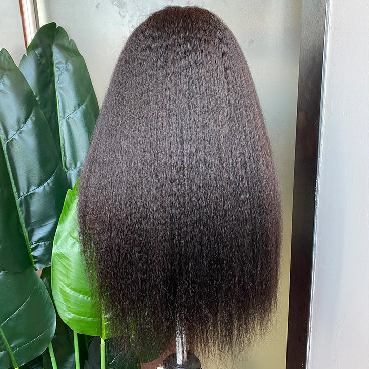 Fas Hair Brazilian Virgin Hair Kinky Straight Human Hair Wig Glueless HD Lace Front Wig Pre Plucked Invisible Hairline For Black Women