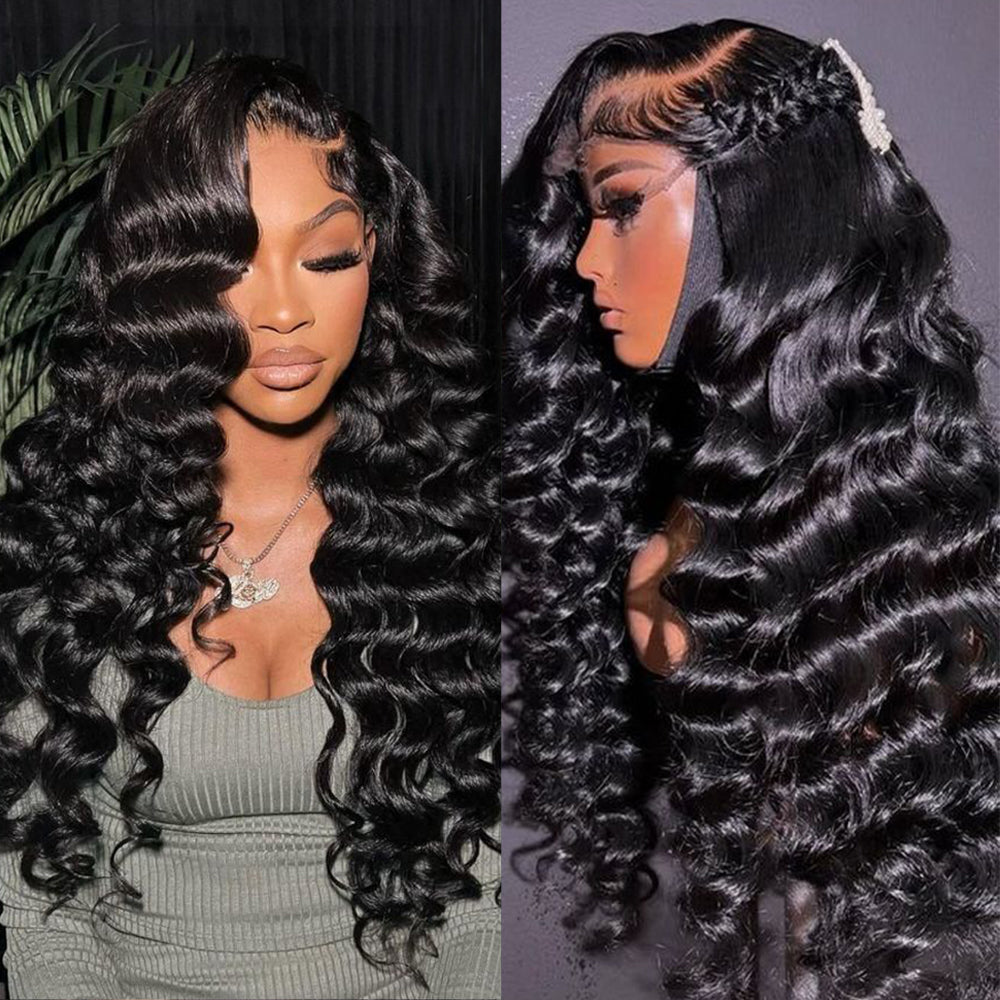 Fas Hair Natural Loose Deep Wave Human Hair Wig Brazilian Virgin Hair With HD Lace Front Glueless Wigs with Invisible Hairline For Black Women