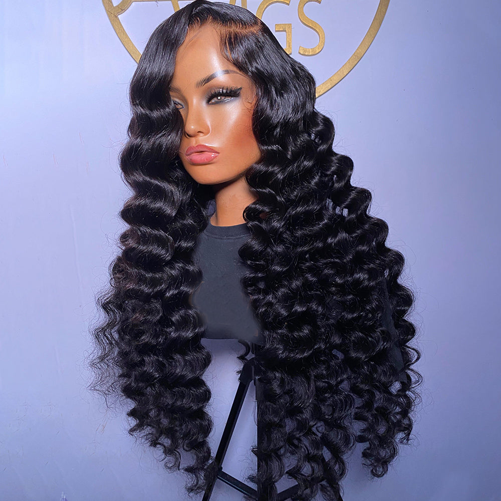 Fas Hair Natural Loose Deep Wave Human Hair Wig Brazilian Virgin Hair With HD Lace Front Glueless Wigs with Invisible Hairline For Black Women