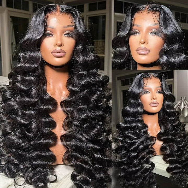 Fas Hair Natural Loose Deep Wave Human Hair Wig Brazilian Virgin Hair With HD Lace Front Glueless Wigs with Invisible Hairline For Black Women