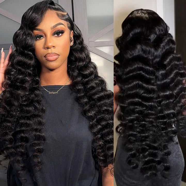 Fas Hair Natural Loose Deep Wave Human Hair Wig Brazilian Virgin Hair With HD Lace Front Glueless Wigs with Invisible Hairline For Black Women