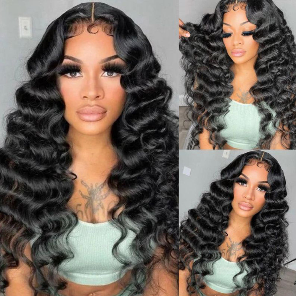 Fas Hair Natural Loose Deep Wave Human Hair Wig Brazilian Virgin Hair With HD Lace Front Glueless Wigs with Invisible Hairline For Black Women