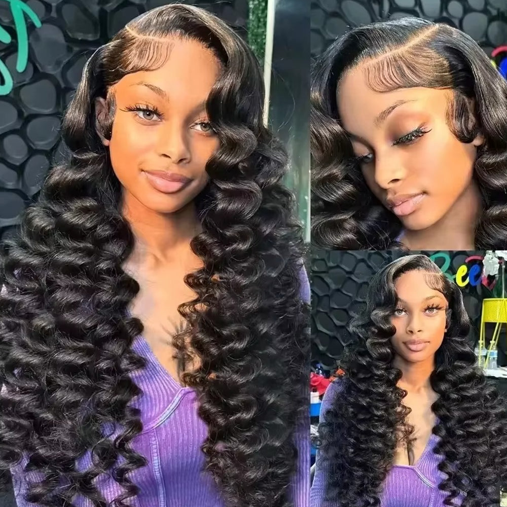 Fas Hair HD Lace Front Loose Wave Human Hair Wig Brazilian Virgin Hair Glueless Wig with Pre Plucked invisible Hairline For Natural Look