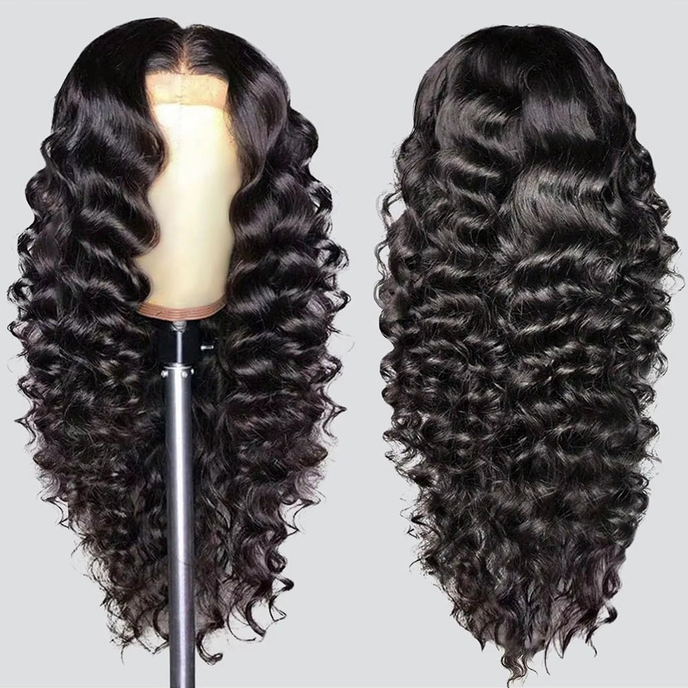 Fas Hair HD Lace Front Loose Wave Human Hair Wig Brazilian Virgin Hair Glueless Wig with Pre Plucked invisible Hairline For Natural Look