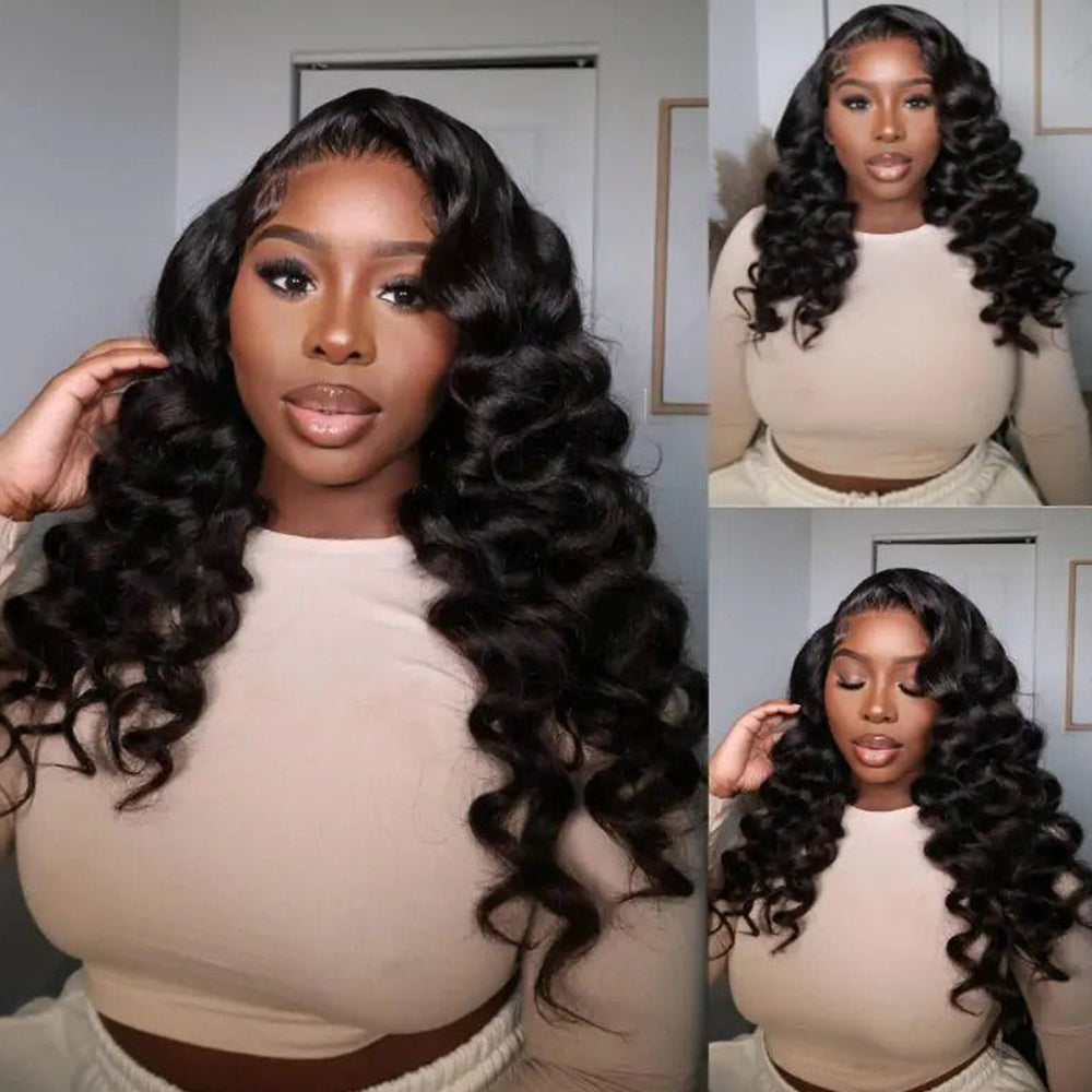 Fas Hair HD Lace Front Loose Wave Human Hair Wig Brazilian Virgin Hair Glueless Wig with Pre Plucked invisible Hairline For Natural Look