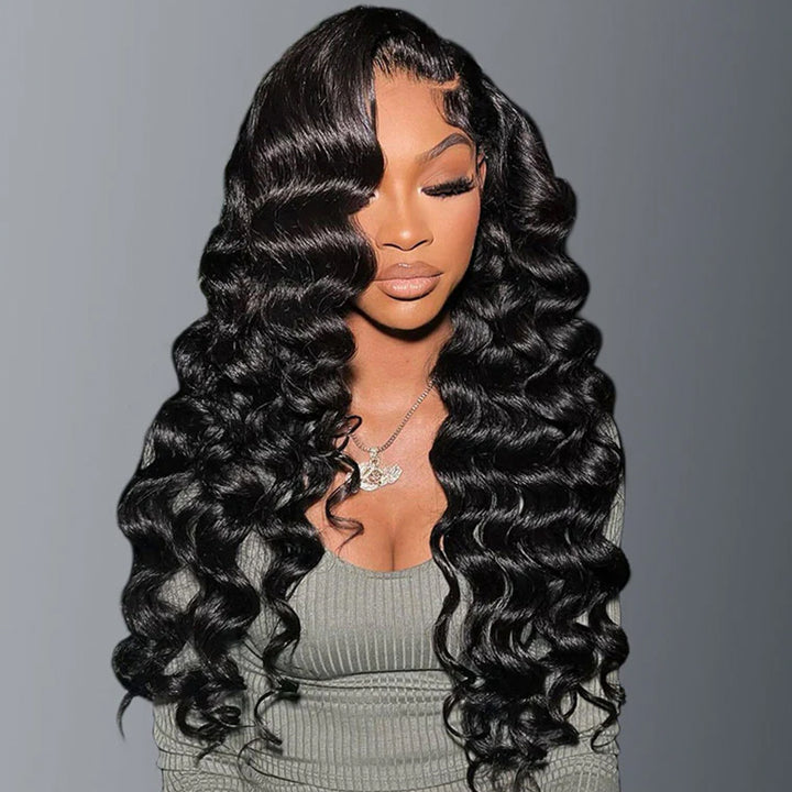 Fas Hair HD Lace Front Loose Wave Human Hair Wig Brazilian Virgin Hair Glueless Wig with Pre Plucked invisible Hairline For Natural Look