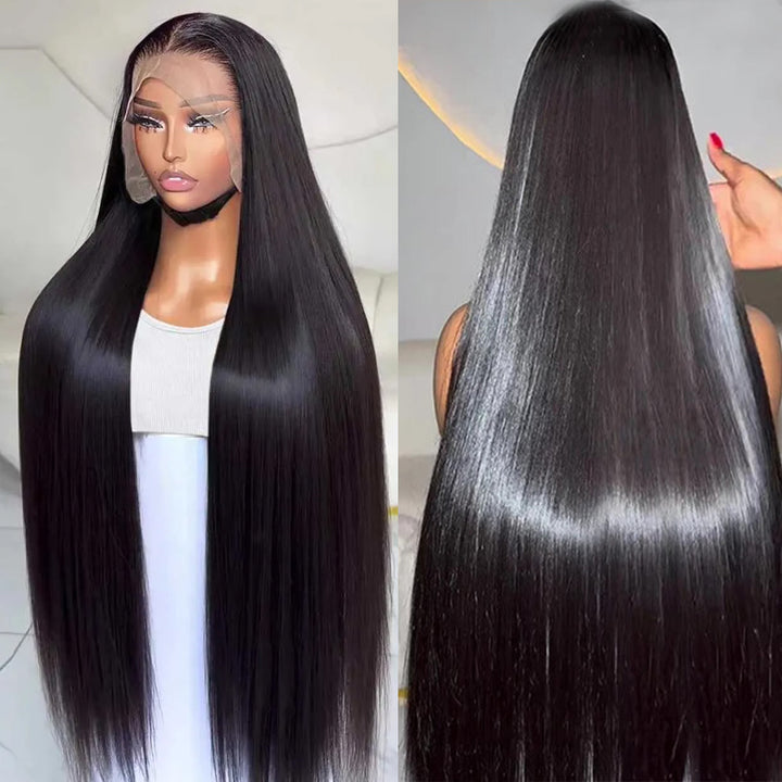 Fas Hair 100% Virgin Brazilian Straight Human Hair Lace Front Wig 12-34inch Natural Black Glueless Wigs Pre Plucked For Black Women