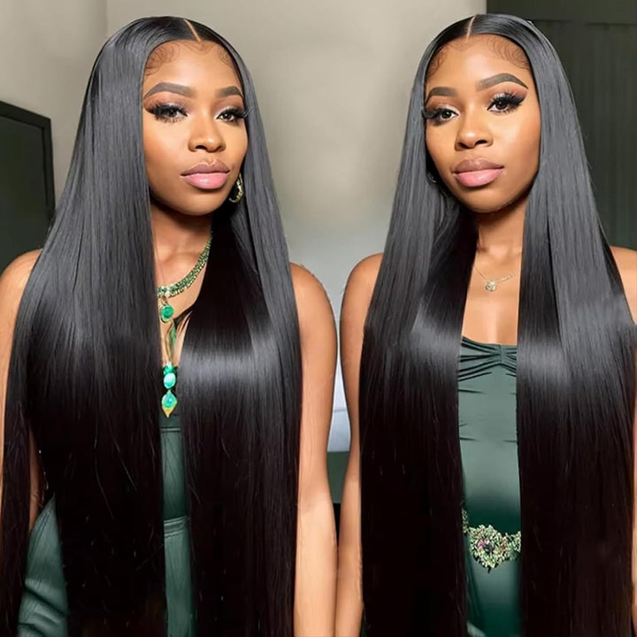 Fas Hair 100% Virgin Brazilian Straight Human Hair Lace Front Wig 12-34inch Natural Black Glueless Wigs Pre Plucked For Black Women