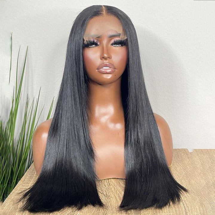 Fas Hair 100% Virgin Brazilian Straight Human Hair Lace Front Wig 12-34inch Natural Black Glueless Wigs Pre Plucked For Black Women