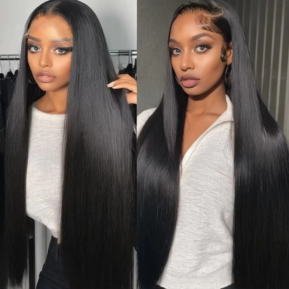 Fas Hair 100% Virgin Brazilian Straight Human Hair Lace Front Wig 12-34inch Natural Black Glueless Wigs Pre Plucked For Black Women