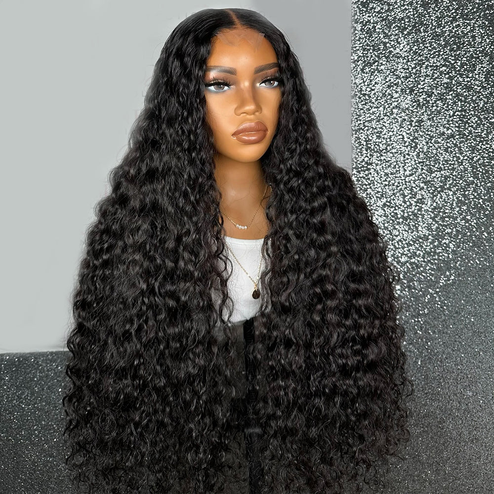Fas Hair Water Wave Human Hair Wig Brazilian Virgin Hair Low Maintenance HD Lace Front Glueless Wig Invisible Hairline Natural Look For Black Women