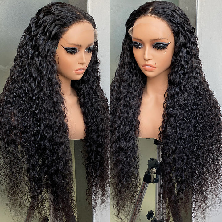 Fas Hair Water Wave Human Hair Wig Brazilian Virgin Hair Low Maintenance HD Lace Front Glueless Wig Invisible Hairline Natural Look For Black Women