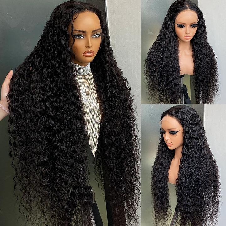 Fas Hair Water Wave Human Hair Wig Brazilian Virgin Hair Low Maintenance HD Lace Front Glueless Wig Invisible Hairline Natural Look For Black Women