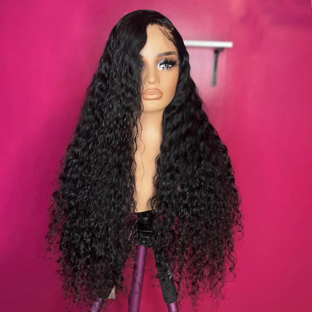 Fas Hair Water Wave Human Hair Wig Brazilian Virgin Hair Low Maintenance HD Lace Front Glueless Wig Invisible Hairline Natural Look For Black Women