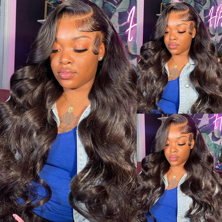 Fas Hair Body Wave Human Hair Wig Brazilian Virgin Hair With HD Lace Front Glueless Natural Wave Wigs Pre Plucked Invisible Hairline For Black Women