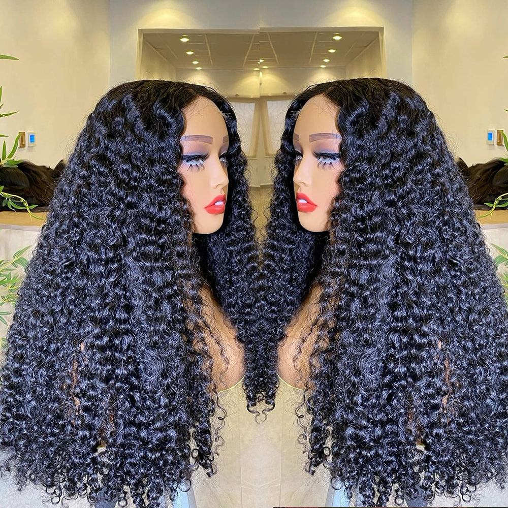 Fas Hair Voluminous Kinky Curly Human Hair Wig Brazilian Virgin Hair HD Lace Front Glueless Wig Pre Plucked Invisible Hairline For Black Women